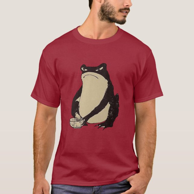 Traditional Japanese Grumpy Frog T-Shirt (Front)