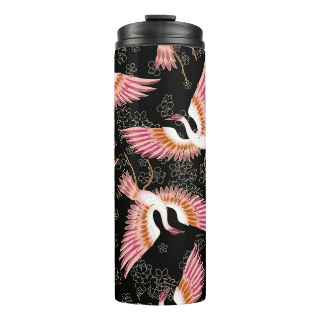 Traditional Japanese Kimono Motifs Pattern Thermal Tumbler (Front)