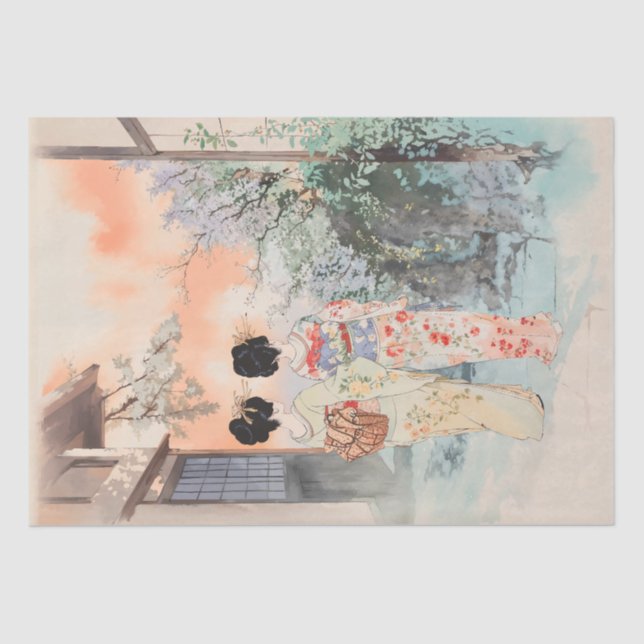 Traditional Japanese Kimono Stroll Tissue Paper (Front)