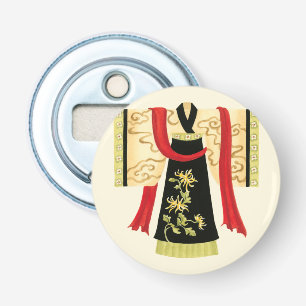 Traditional Japanese Kimono with Floral Print Bottle Opener