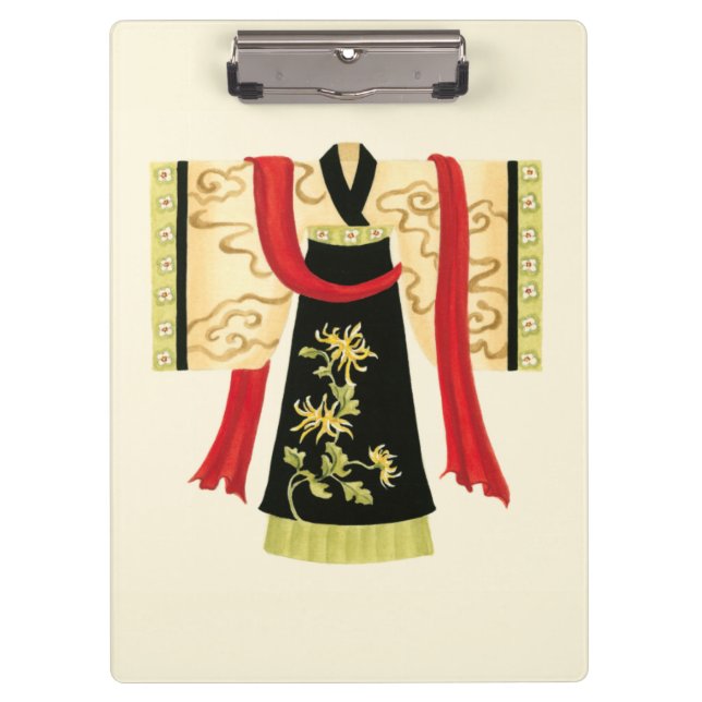 Traditional Japanese Kimono with Floral Print Clipboard (Front)