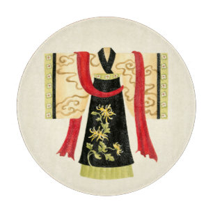 Traditional Japanese Kimono with Floral Print Cutting Board