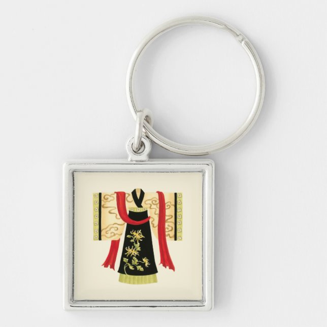 Traditional Japanese Kimono with Floral Print Key Ring (Front)