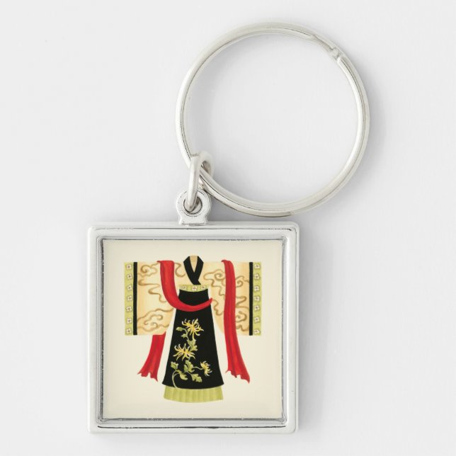Traditional Japanese Kimono with Floral Print Key Ring (Front)