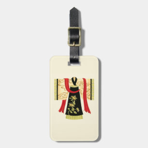 Traditional Japanese Kimono with Floral Print Luggage Tag