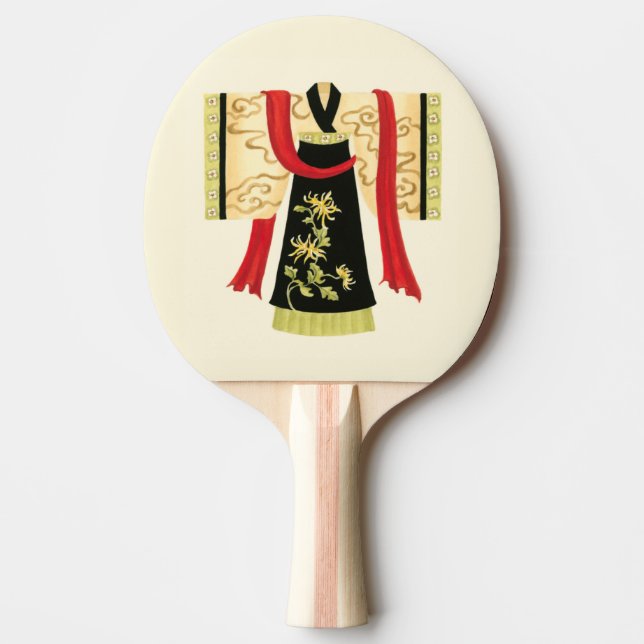 Traditional Japanese Kimono with Floral Print Ping Pong Paddle (Front)