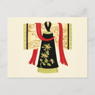 Traditional Japanese Kimono with Floral Print Postcard