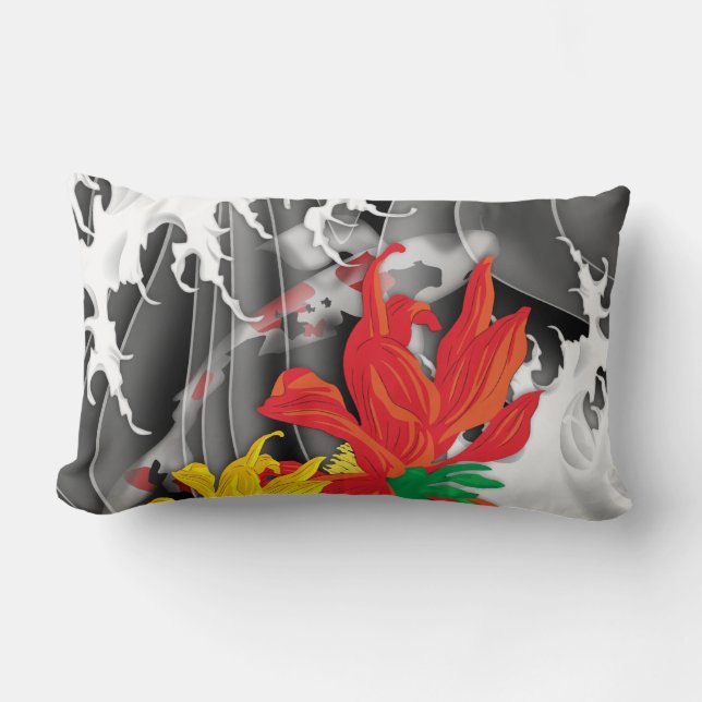 Traditional Japanese Koi under water Lumbar Cushion (Front)