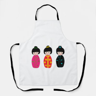 Traditional Japanese Kokeshi Geisha Dolls Apron