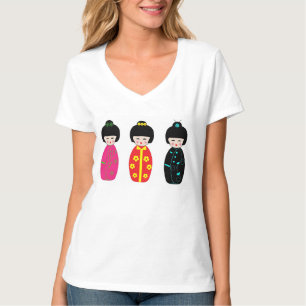 Traditional Japanese Kokeshi Geisha Dolls T-Shirt