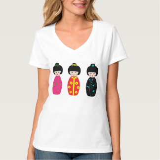 Traditional Japanese Kokeshi Geisha Dolls T-Shirt