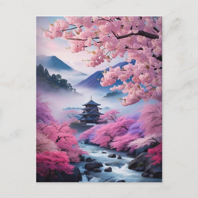 Traditional Japanese Landscape * Spring Postcard (Front)