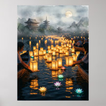 Traditional Japanese Lantern Festival Art Print