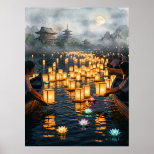 Traditional Japanese Lantern Festival Art Print