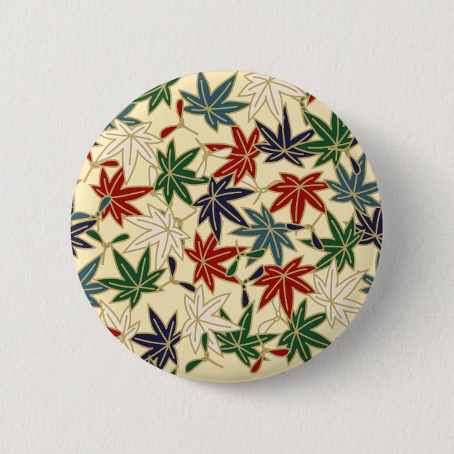 Traditional Japanese Maple Leaf Patterns 6 Cm Round Badge (Front)
