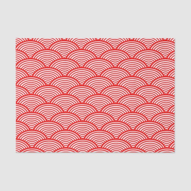 Traditional Japanese Red Nami Wave Pattern Tissue Paper (Front)