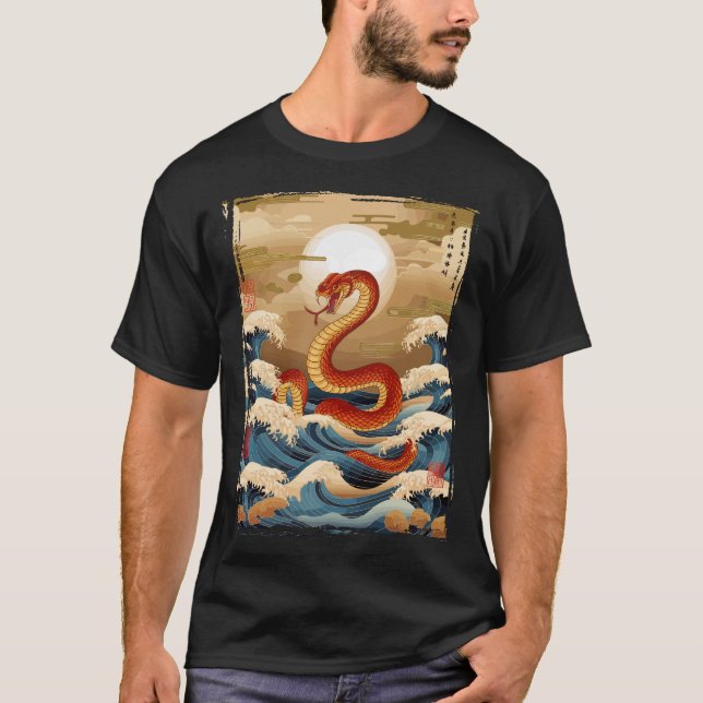 Traditional Japanese Snake Art T-Shirt (Front)