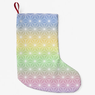 Traditional Japanese Star Pattern Rainbow Hues Small Christmas Stocking
