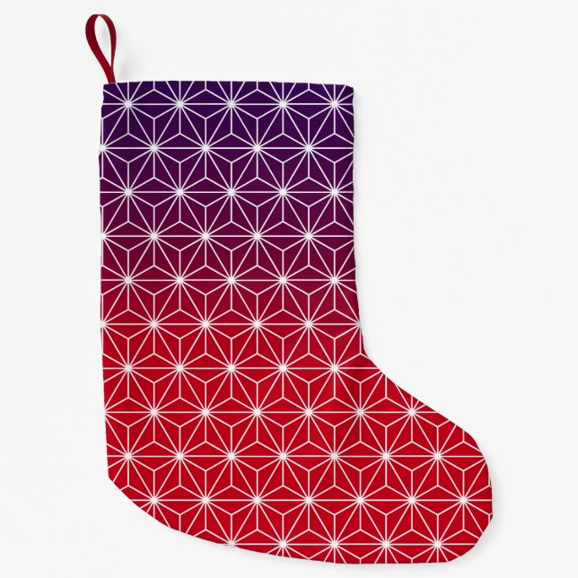 Traditional Japanese Star Pattern Red & Purple Small Christmas Stocking (Front)