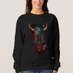 Traditional Japanese Tattoo Demon Mask, Oni Hannya Sweatshirt