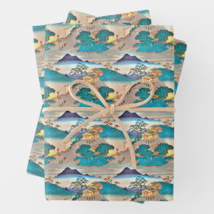 Traditional Japanese Ukiyo-e Landscape  Wrapping Paper Sheet