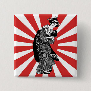Traditional Japanese ukiyoe woman 15 Cm Square Badge