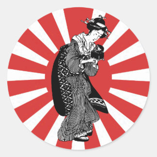 Traditional Japanese ukiyoe woman Classic Round Sticker