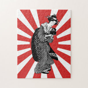 Traditional Japanese ukiyoe woman Jigsaw Puzzle