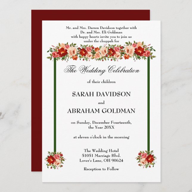 Traditional Jewish Wedding Invitations (Front/Back)