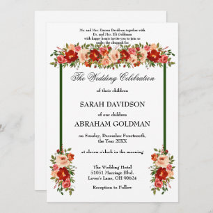 Traditional Jewish Wedding Invitations - Roses 