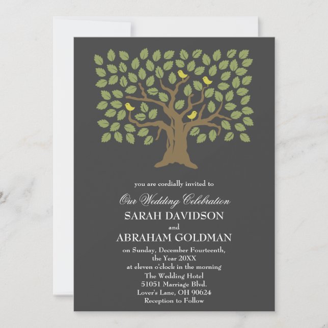 Traditional Jewish Wedding Invitations - Tree (Front)