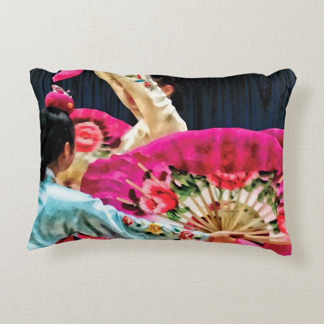Traditional Korean Fan Dance Decorative Cushion (Back)
