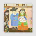 Traditional Korean Wedding: Cute Wedding Gift Magnet<br><div class="desc">Cute bride and groom dressed in traditional Korean wedding gowns. This would be a good gift for newlyweds!</div>