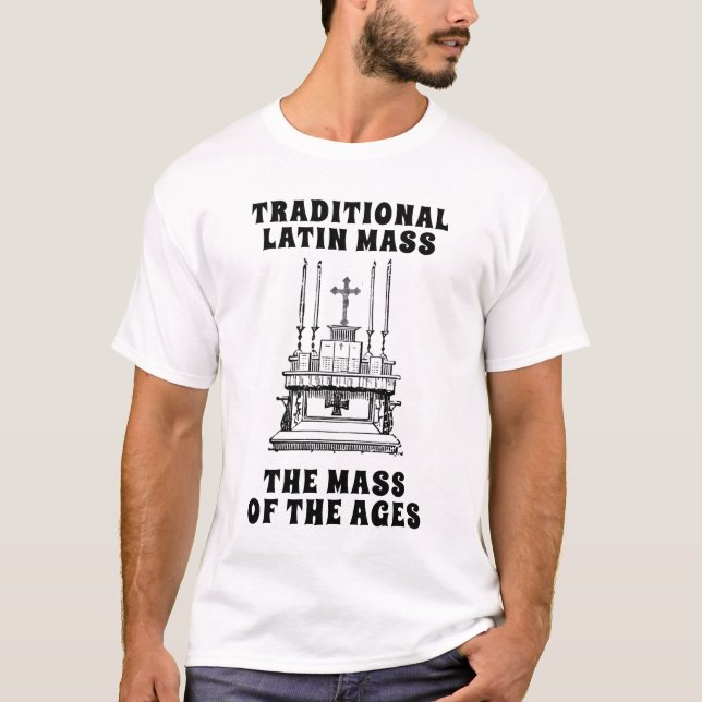 TRADITIONAL LATIN MASS CATHOLIC LINE ART T-Shirt (Front)
