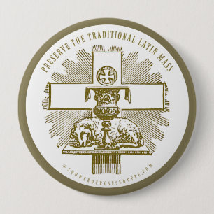 Traditional Latin Mass Gold Lamb of God Altar 10 Cm Round Badge