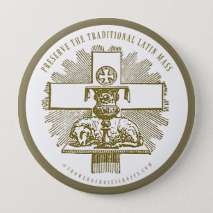 Traditional Latin Mass Gold Lamb of God Altar 10 Cm Round Badge
