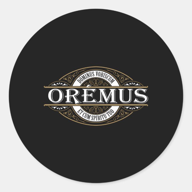 Traditional Latin Mass Oremus Dominus Vobiscum Cat Classic Round Sticker (Front)