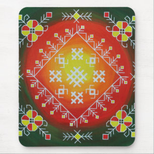 Traditional Latvian folk art with symbols painting Mouse Mat