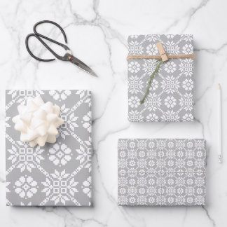 Traditional Latvian grey Sun Auseklis Saulite Wrapping Paper Sheet
