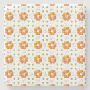 Traditional Latvian SUN sign geometric design IX Stone Coaster