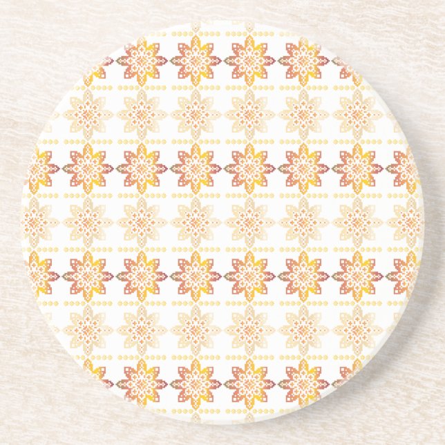 Traditional Latvian SUN sign geometric design VIII Coaster (Front)