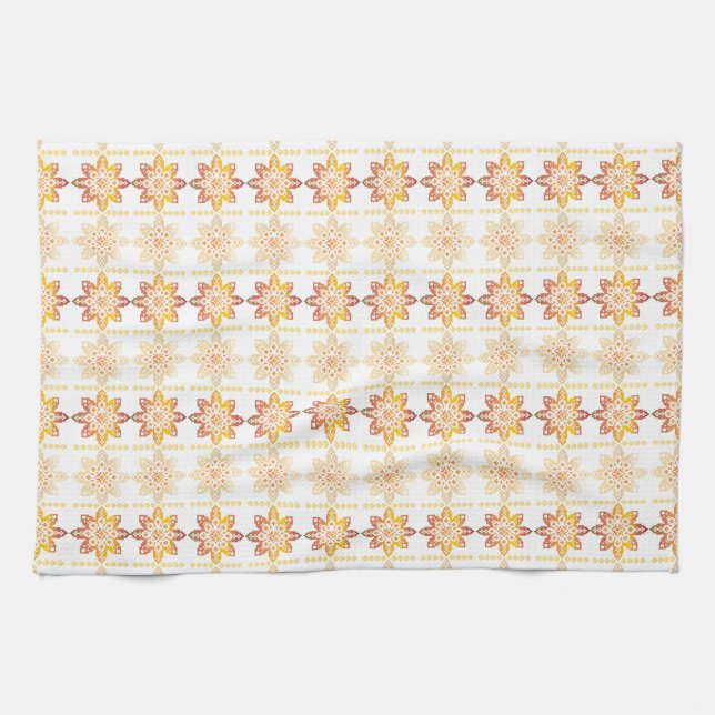 Traditional Latvian SUN sign geometric design VIII Tea Towel (Horizontal)