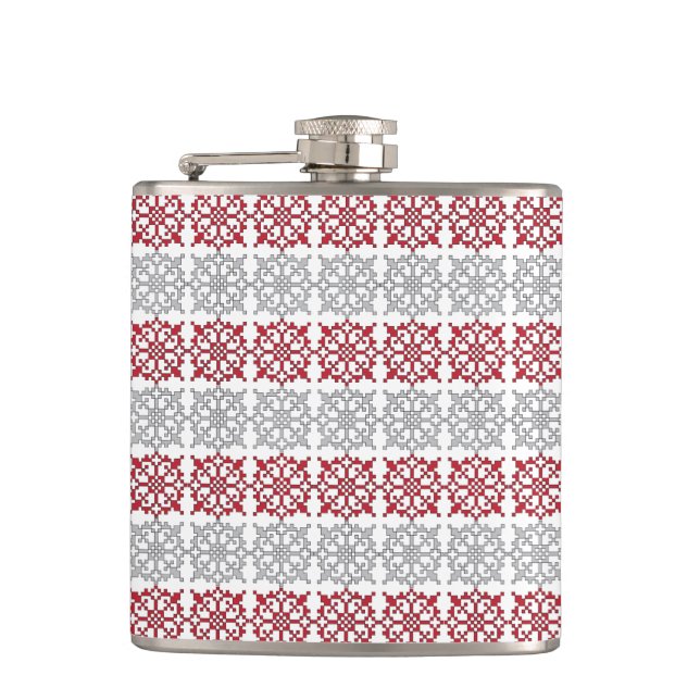 Traditional Latvian SUN sign geometric pattern I Hip Flask (Front)