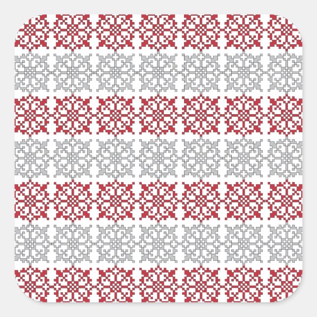 Traditional Latvian SUN sign geometric pattern I Square Sticker (Front)