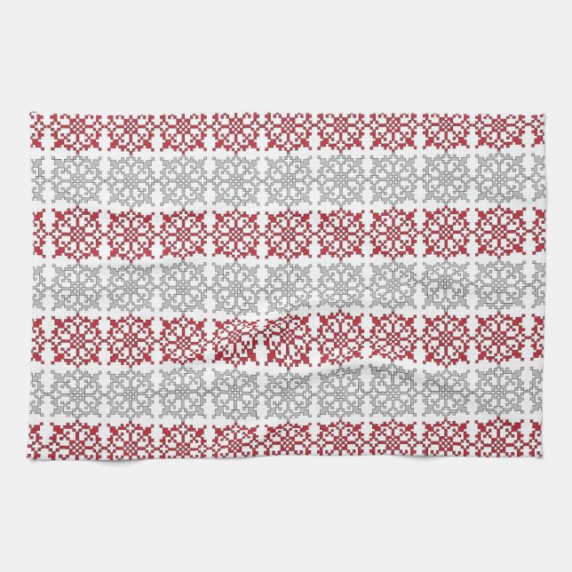 Traditional Latvian SUN sign geometric pattern I Tea Towel (Horizontal)