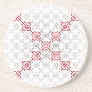 Traditional Latvian SUN sign geometric pattern II Coaster
