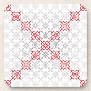 Traditional Latvian SUN sign geometric pattern II Coaster