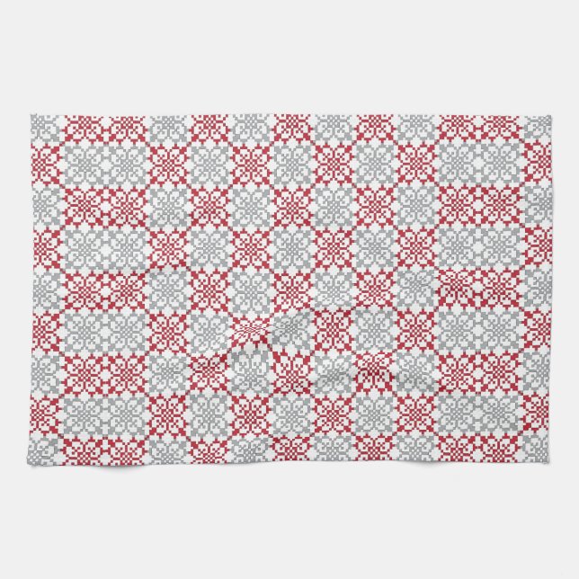 Traditional Latvian SUN sign geometric pattern III Tea Towel (Horizontal)