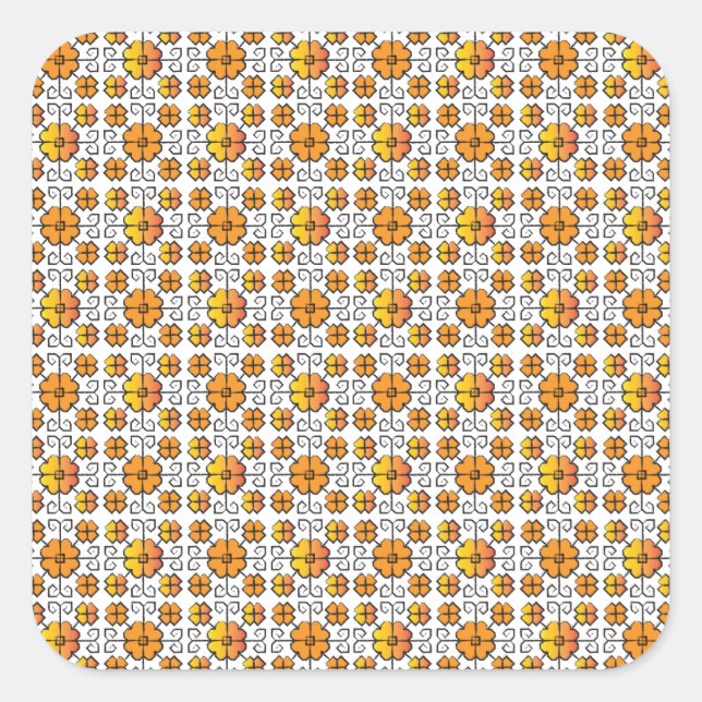 Traditional Latvian SUN sign geometric pattern V Square Sticker (Front)