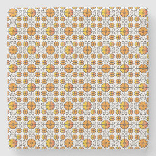 Traditional Latvian SUN sign geometric pattern V Stone Coaster